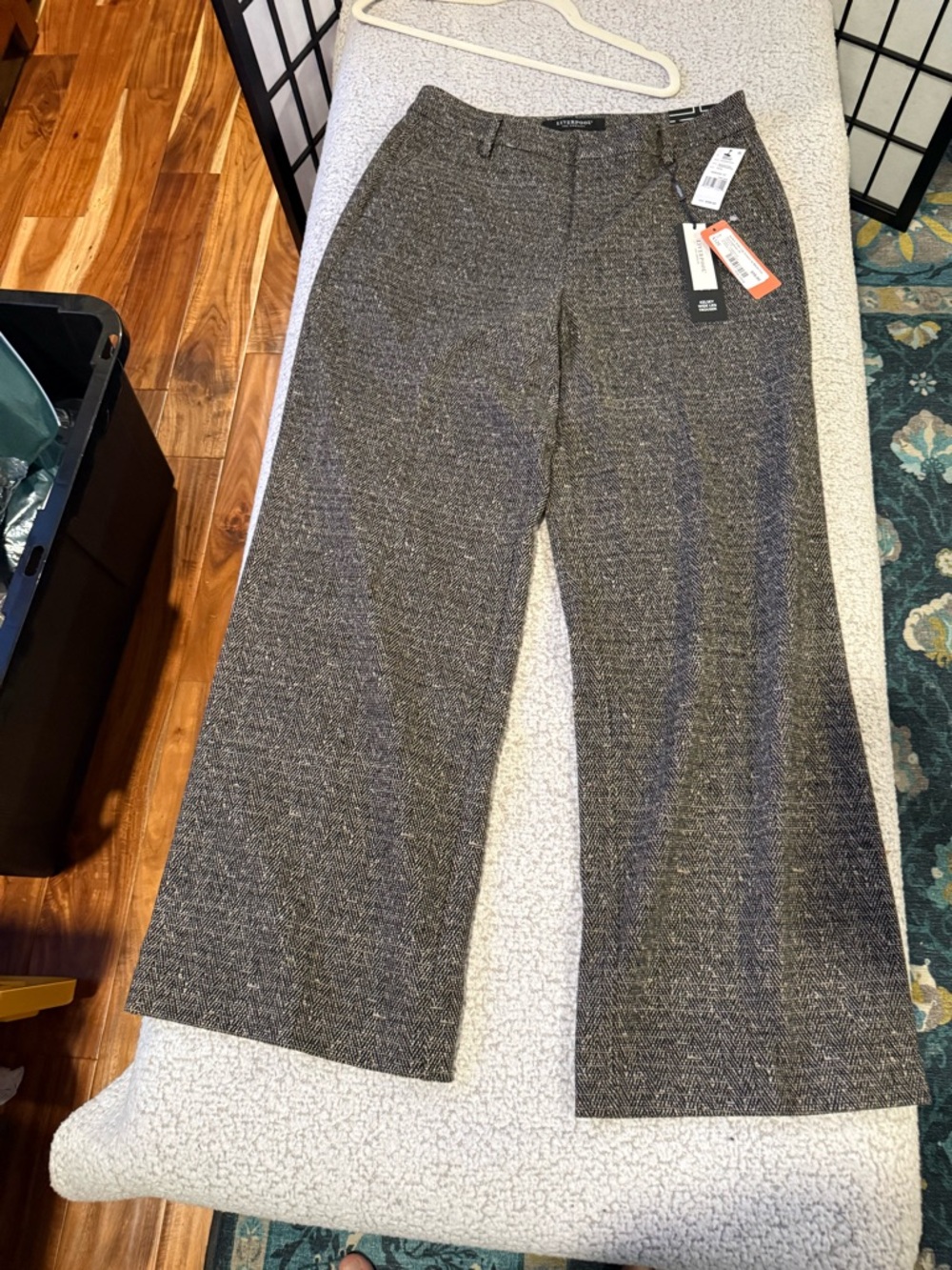 Liverpool Gray Tweed Wide-Leg Pants NWT – High Rise Tailored Career Chic - Picture 4 of 4